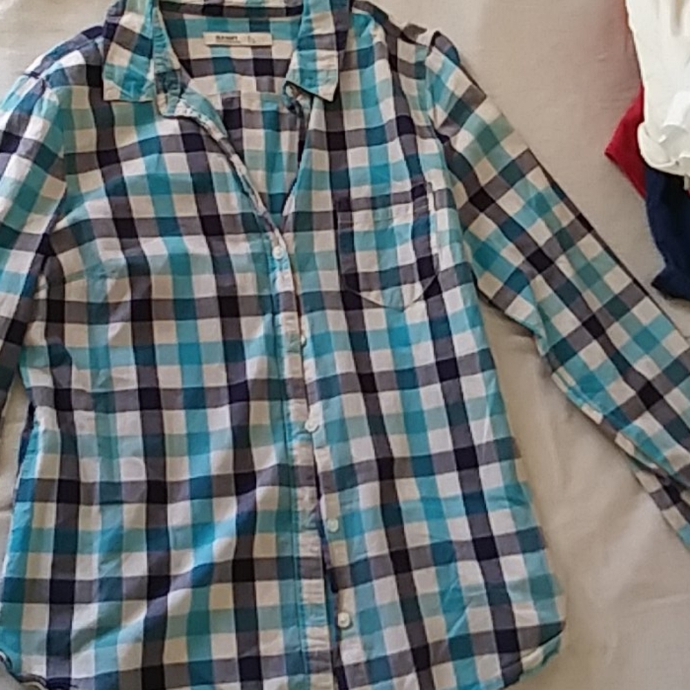 Old Navy Blue Plaid Long Sleeve Shirt